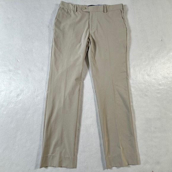 Peter Millar Crown Crafted Chino‎ Pants Men's 33x32 Tan Performance Flat Front - Picture 3 of 8